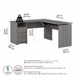 Cabot 60W 3 Position Sit to Stand L Shaped Desk in Modern Gray - Engineered Wood