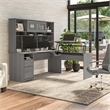 Cabot 72W Sit to Stand L Shaped Desk with Hutch in Modern Gray - Engineered Wood