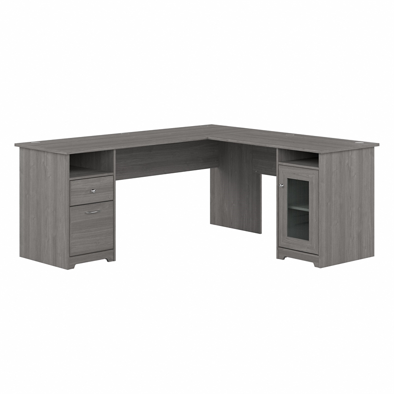 Cabot 72W L Shaped Computer Desk with Storage in Modern Gray - Engineered Wood