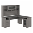 Cabot 72W L Shaped Desk with Hutch and Storage in Modern Gray - Engineered Wood