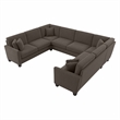 Flare 125W U Shaped Sectional Couch in Chocolate Brown Microsuede Fabric