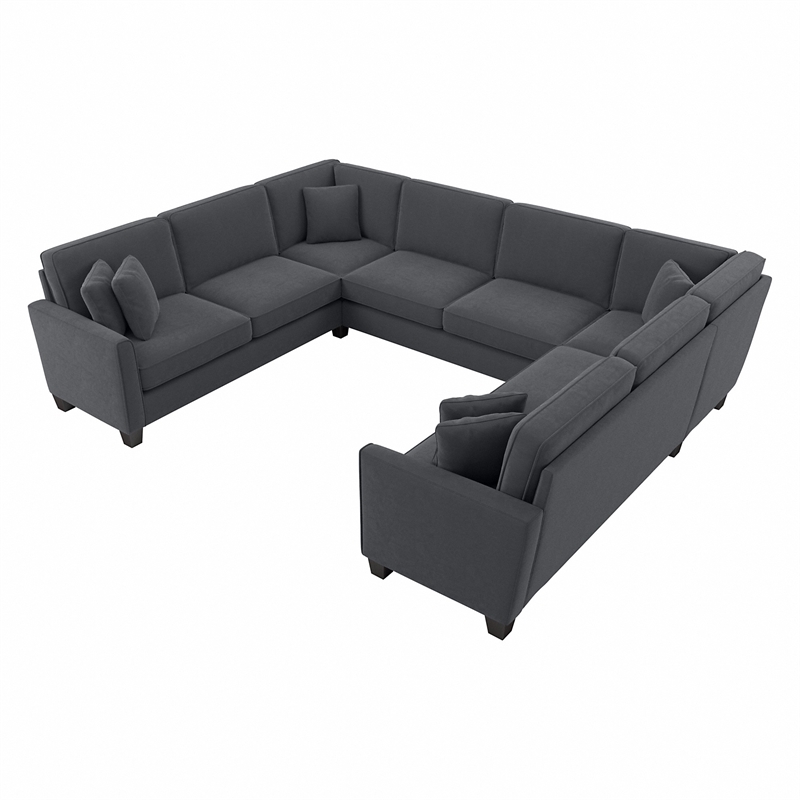 Flare 125W U Shaped Sectional Couch in Dark Gray Microsuede Fabric