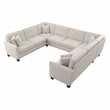 Flare 125W U Shaped Sectional Couch in Light Beige Microsuede Fabric