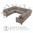 Flare 125W U Shaped Sectional Couch in Tan Microsuede Fabric