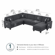 Flare U Shaped Sectional with Reversible Chaise in Dark Gray Microsuede Fabric
