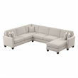 Flare U Shaped Sectional w/ Reversible Chaise in Light Beige Microsuede Fabric