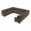 Flare 137W U Shaped Sectional Couch in Chocolate Brown Microsuede Fabric
