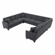 Flare 137W U Shaped Sectional Couch in Dark Gray Microsuede Fabric