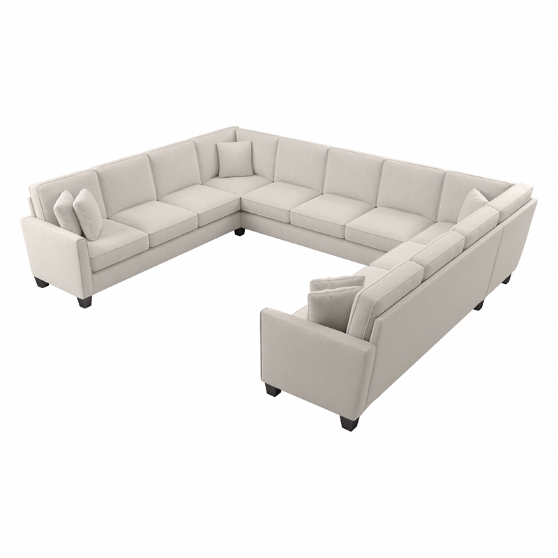 Flare 137W U Shaped Sectional Couch in Light Beige Microsuede Fabric