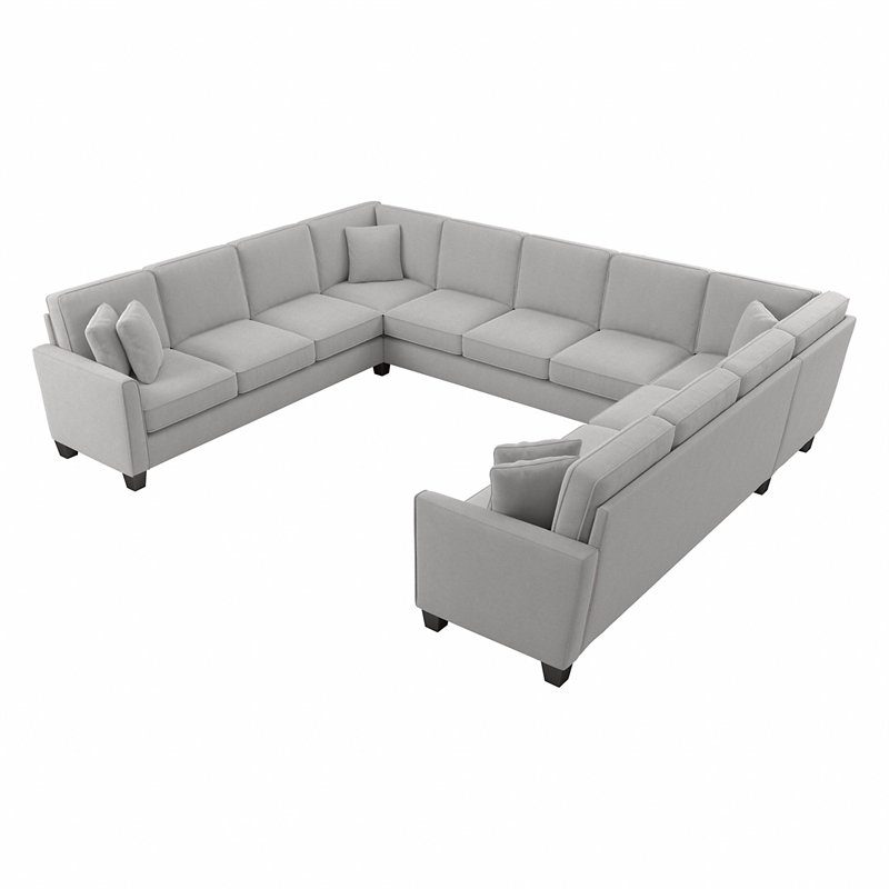 Flare 137W U Shaped Sectional Couch in Light Gray Microsuede Fabric