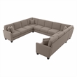 Flare 137W U Shaped Sectional Couch in Tan Microsuede Fabric