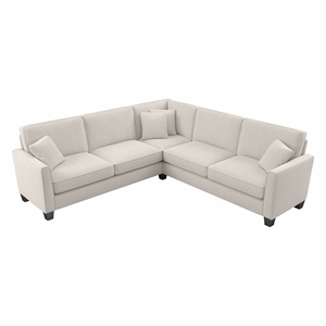 Flare 99W L Shaped Sectional Couch in Light Beige Microsuede Fabric