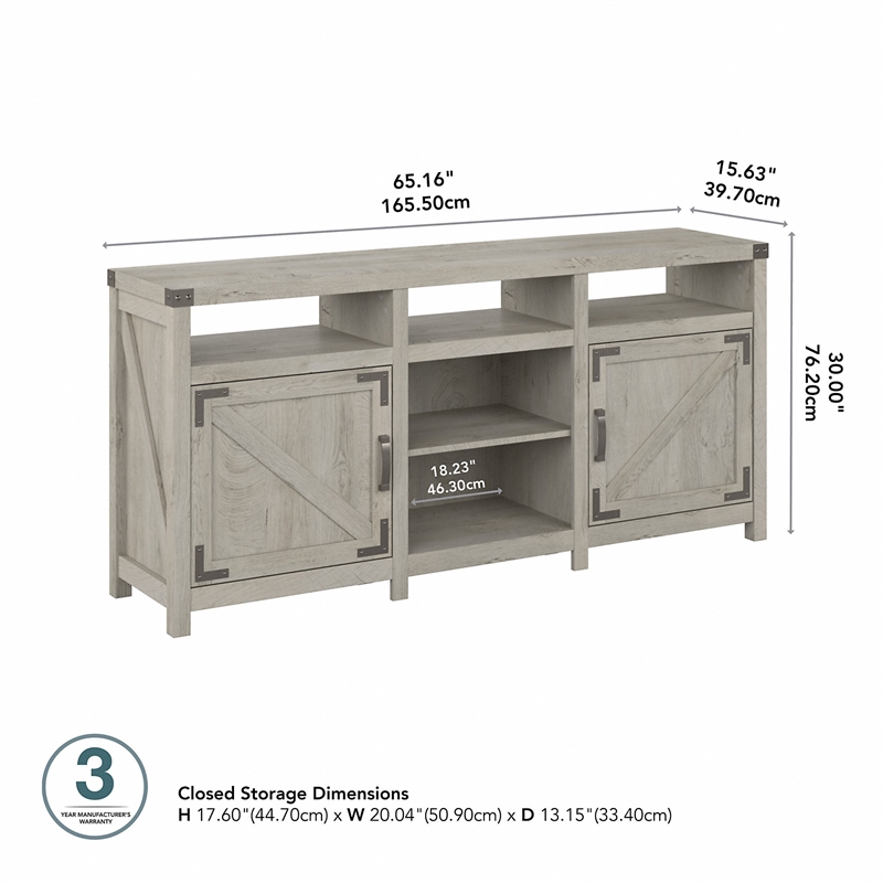 Cottage Grove 65W TV Stand for 75 Inch TV in Cottage White - Engineered Wood