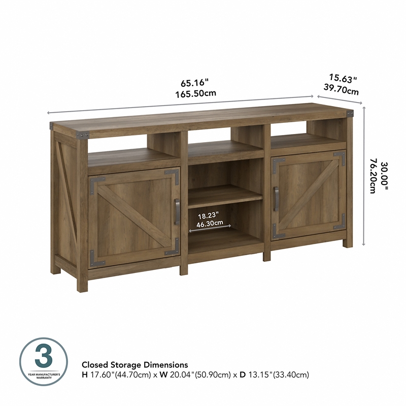 Cottage Grove 65W TV Stand for 75 Inch TV in Reclaimed Pine - Engineered Wood