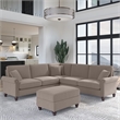 Coventry 99W L Shaped Sectional with Ottoman in Tan Microsuede Fabric