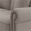 Coventry Accent Chair with Ottoman Set in Beige Herringbone Fabric