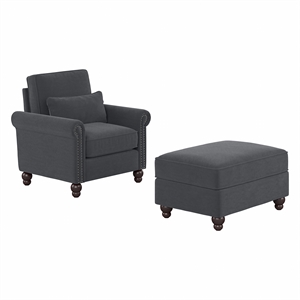 coventry accent chair with ottoman set in microsuede fabric