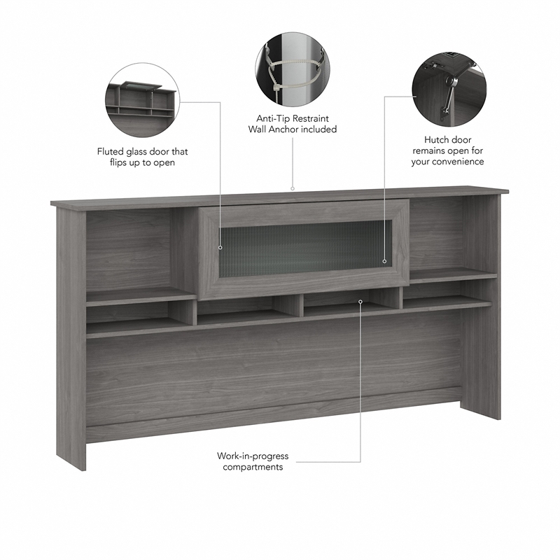 Cabot 72W Desk Hutch in Modern Gray - Engineered Wood