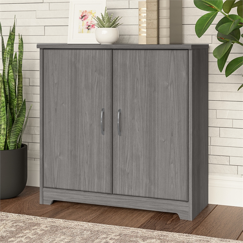 Cabot Small Storage Cabinet with Doors in Modern Gray - Engineered Wood