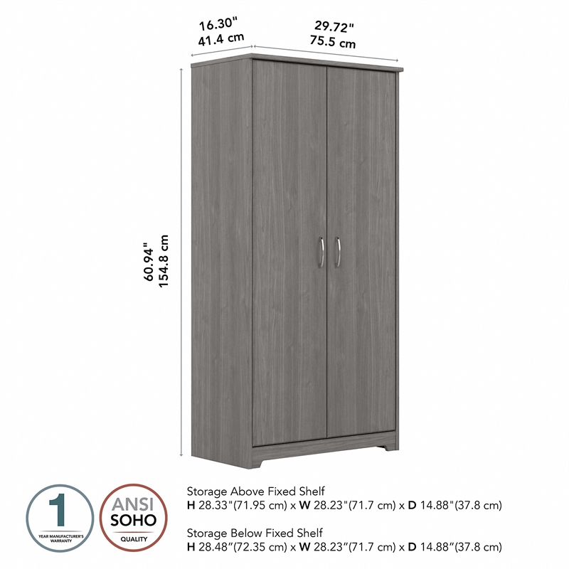 Cabot Tall Kitchen Pantry Cabinet with Doors in Modern Gray - Engineered Wood