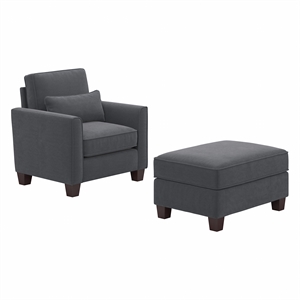 flare accent chair with ottoman set in microsuede fabric