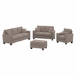 Flare 85W Sofa and Loveseat with Chair & Ottoman in Tan Microsuede Fabric