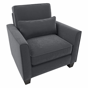 Flare Accent Chair with Arms in Dark Gray Microsuede Fabric