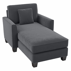 flare chaise lounge with arms in dark gray microsuede fabric
