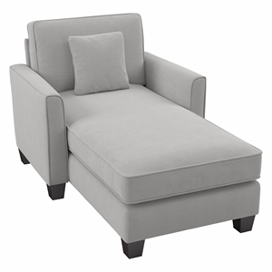 flare chaise lounge with arms in light gray microsuede fabric