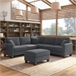 Flare 99W L Shaped Sectional Couch with Ottoman in Dark Gray Microsuede Fabric