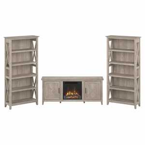 Key West Fireplace 60W TV Stand with Bookcases