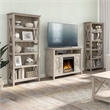 Key West Fireplace TV Stand with Bookcases in Washed Gray - Engineered Wood