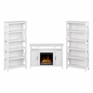 Key West Fireplace TV Stand with Bookcases