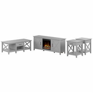 Key West Electric Fireplace TV Stand Set in Cape Cod Gray - Engineered Wood