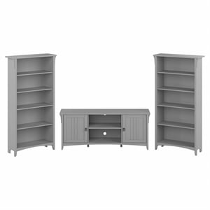 Salinas TV Stand for 70 Inch TV w/ Bookcases in Cape Cod Gray - Engineered Wood