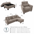Flare 102W Chaise Sectional with Chair & Ottoman in Tan Microsuede Fabric