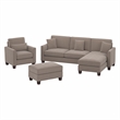 Flare 102W Chaise Sectional with Chair & Ottoman in Tan Microsuede Fabric