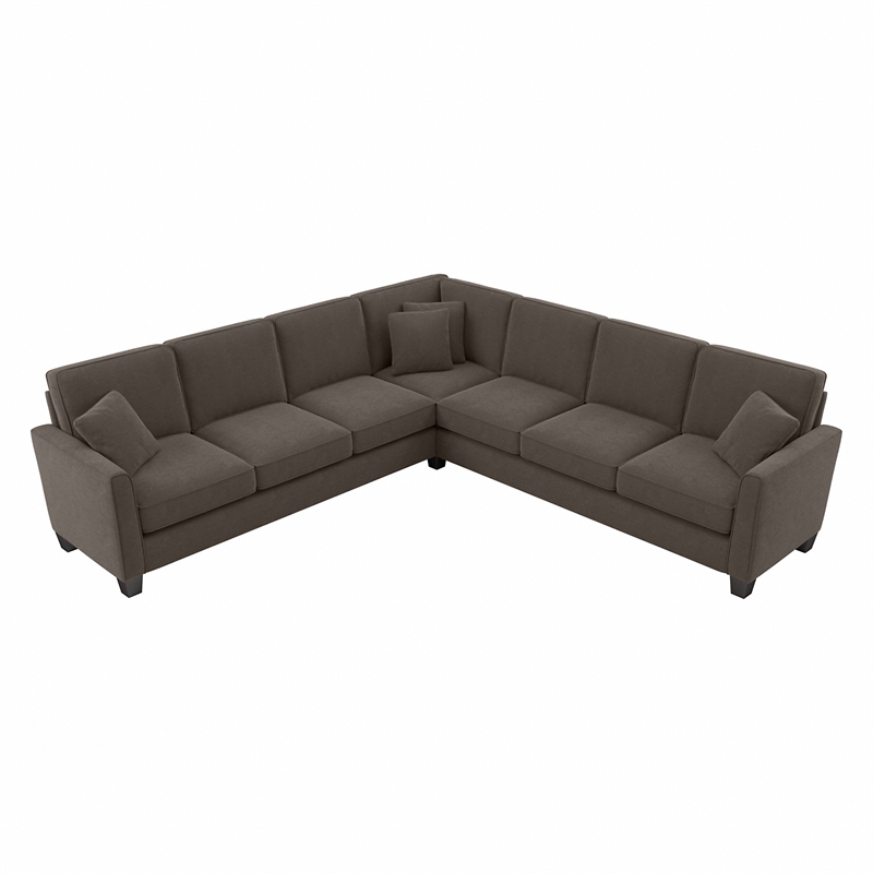 Flare 111W L Shaped Sectional Couch in Chocolate Brown Microsuede Fabric