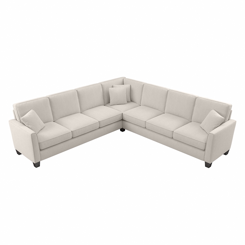 Flare 111W L Shaped Sectional Couch in Light Beige Microsuede Fabric