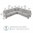 Flare 111W L Shaped Sectional Couch in Light Gray Microsuede Fabric