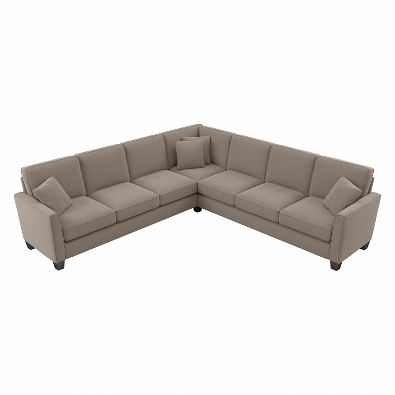 Flare 111W L Shaped Sectional Couch in Tan Microsuede Fabric