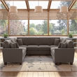Flare 113W U Shaped Sectional Couch in Chocolate Brown Microsuede Fabric