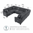 Flare 113W U Shaped Sectional Couch in Dark Gray Microsuede Fabric