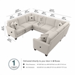 Flare 113W U Shaped Sectional Couch in Light Beige Microsuede Fabric