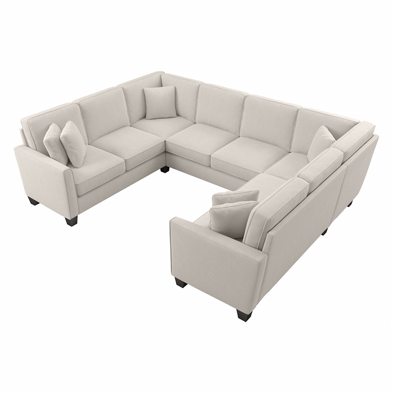 Flare 113W U Shaped Sectional Couch in Light Beige Microsuede Fabric