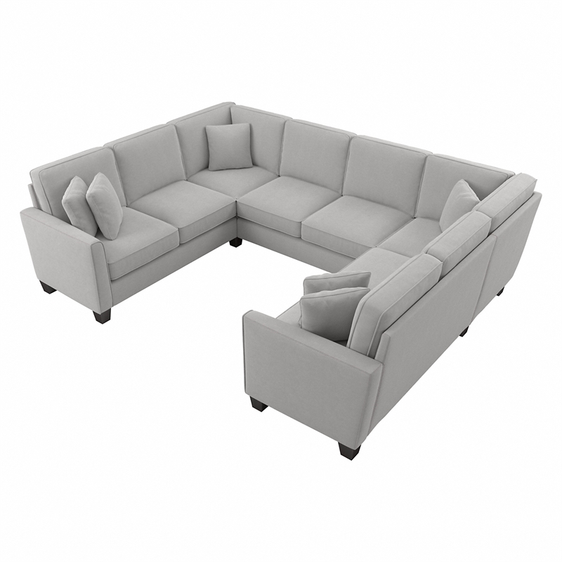 Flare 113W U Shaped Sectional Couch in Light Gray Microsuede Fabric