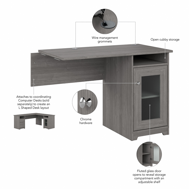 Cabot Desk Return with Storage in Modern Gray - Engineered Wood