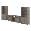 Cottage Grove TV Stand for 70 Inch TV with Bookcases in Gray - Engineered Wood