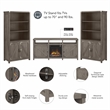 Cottage Grove Electric Fireplace TV Stand & Bookcases in Gray - Engineered Wood