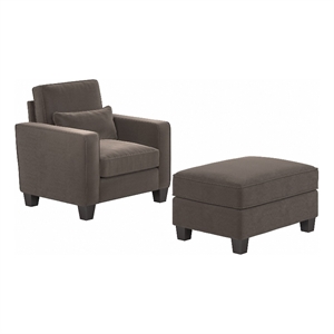 stockton accent chair with ottoman set in microsuede fabric